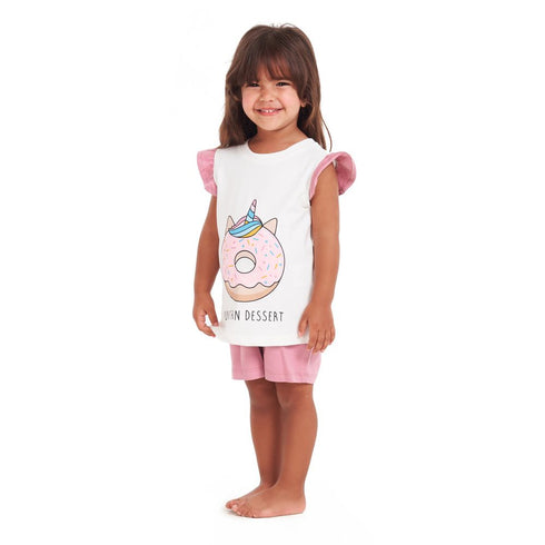 Girls summer pajama set Donuts t-shirt + Cashmere shorts